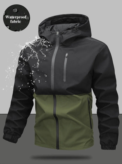 Men'S Regular Fit Zip-Up Hooded Jacket, Casual Long Sleeve Windbreaker for Spring & Fall, Fashion Men'S Outerwear for Daily Wear, Windproof Casual Jacket, Coats