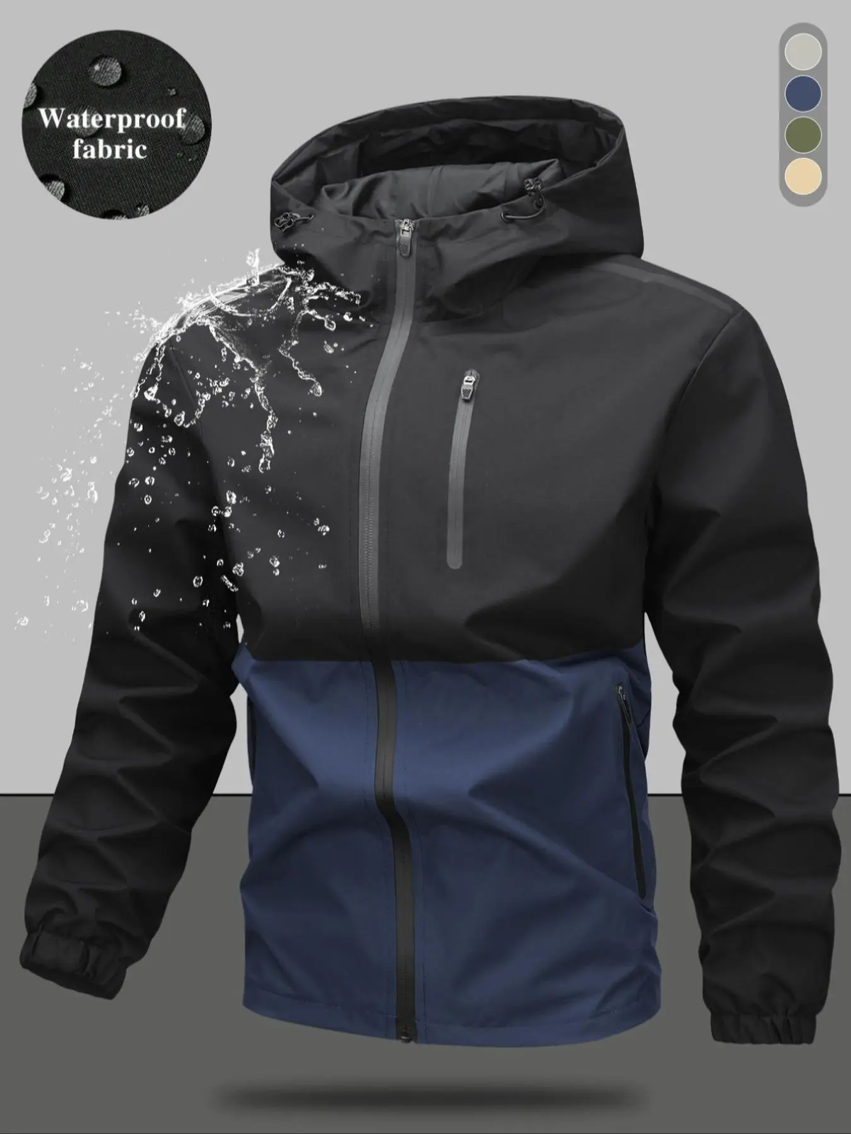 Men'S Regular Fit Zip-Up Hooded Jacket, Casual Long Sleeve Windbreaker for Spring & Fall, Fashion Men'S Outerwear for Daily Wear, Windproof Casual Jacket, Coats