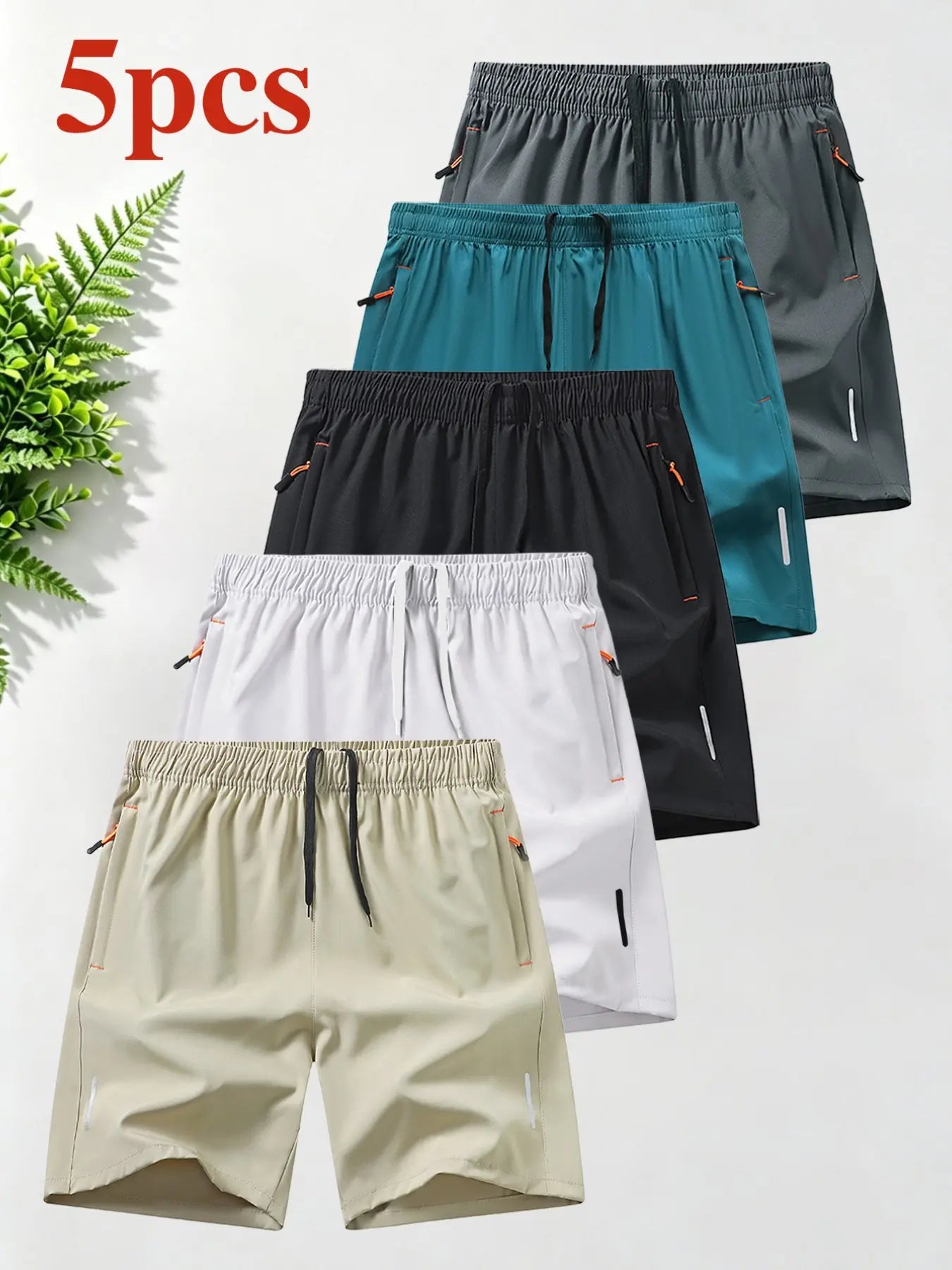 Breathable Quick-Dry Men'S Sport Shorts, Zip Pocket Fitness Commute Capris, Loose Fit Recommended One Size Up, Casual Athletic Wear, Breathable Summer Shorts