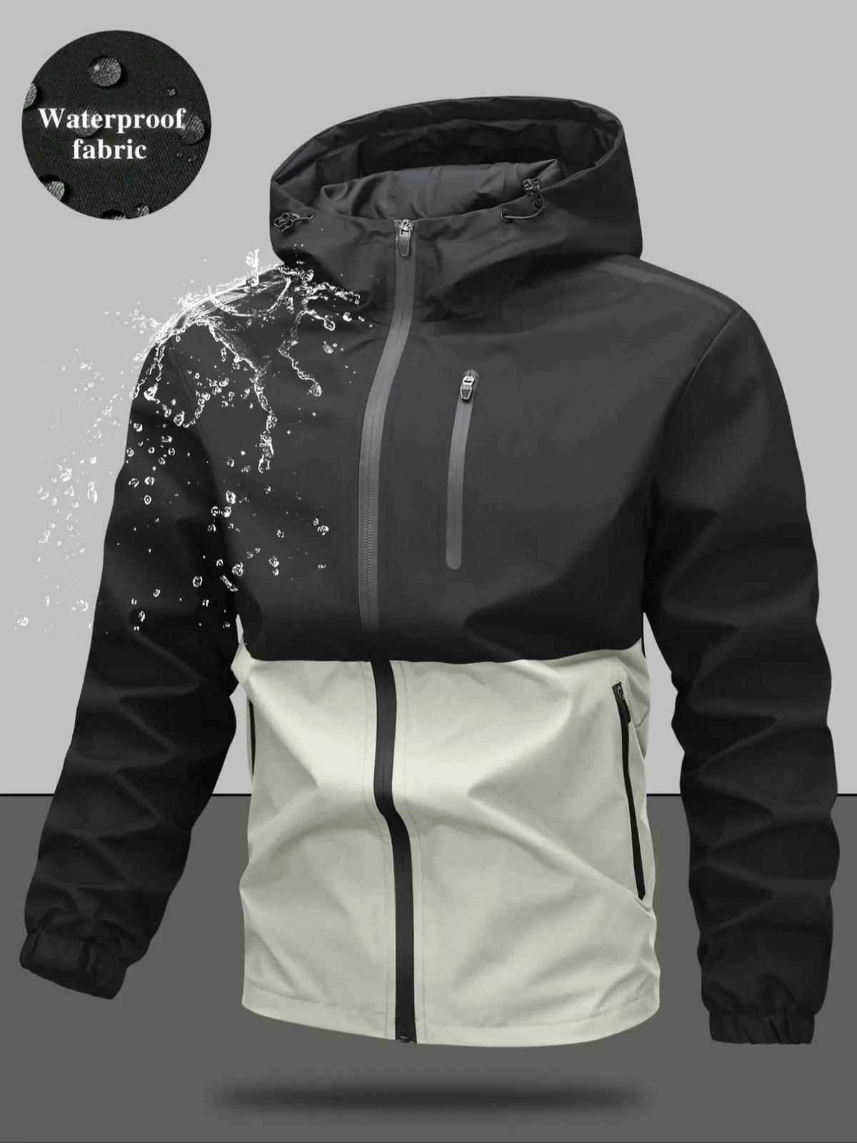 Men'S Regular Fit Zip-Up Hooded Jacket, Casual Long Sleeve Windbreaker for Spring & Fall, Fashion Men'S Outerwear for Daily Wear, Windproof Casual Jacket, Coats