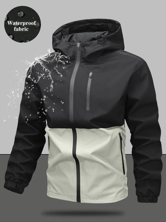 Men'S Regular Fit Zip-Up Hooded Jacket, Casual Long Sleeve Windbreaker for Spring & Fall, Fashion Men'S Outerwear for Daily Wear, Windproof Casual Jacket, Coats