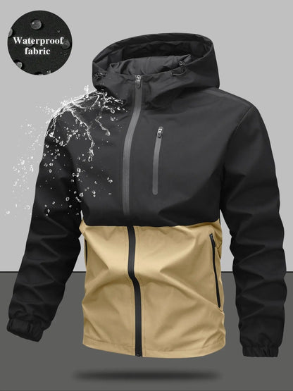 Men'S Regular Fit Zip-Up Hooded Jacket, Casual Long Sleeve Windbreaker for Spring & Fall, Fashion Men'S Outerwear for Daily Wear, Windproof Casual Jacket, Coats